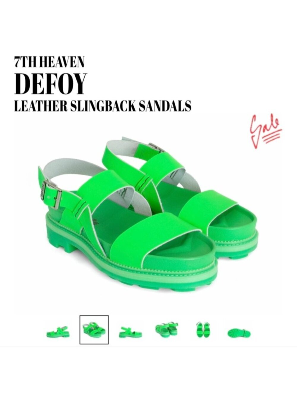 John Fluevog x Anna Sui 7th Heaven Defoy Leather Slingback Sandal Green W8 (M 6)